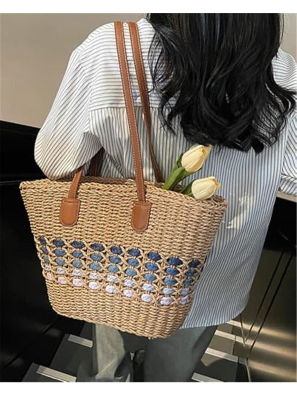 Women’s Tote Bag Straw Beach Shoulder Handbag Fashion Purse 2026 Summer - Picture 2 of 7
